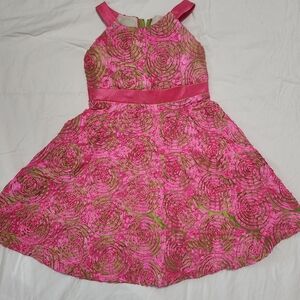 Rare Editions Hot Pink and Gold Rosette Party Dress